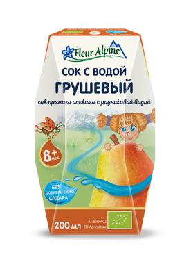 Детский природный сок с родниковой водой Fleur Alpine ORGANIC ГРУШЕВЫЙ, без сахара, от 8-ми мес, 200 мл 1384010 Mams family