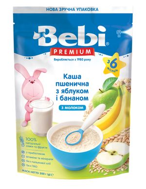 Дитяча каша молочна BEBI PREMIUM Пшенична з яблуком і бананом, без пальмової олії, від 6 міс, 200 гр 1105058 Mams family