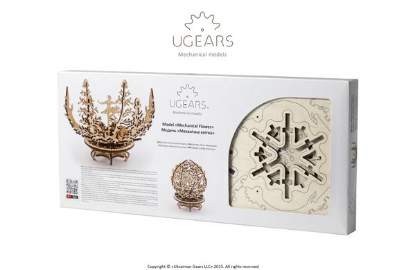 3D пазл UGEARS механічний - "Механічна квітка-скринька" 6005882 Mams family