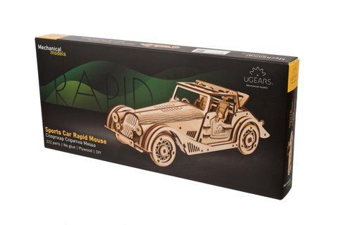 3D пазл UGEARS механический "Спорткар Ловкая мышь" 6337473 Mams family