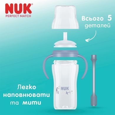 Поїльник NUK Perfect Match Learner Straw Cup з силіконовою трубочкою, з 8 місяців, ведмідь, 260 мл 3954240 Mams family