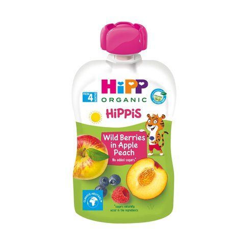 Детское фруктовое пюре HIPP &laquo;Яблоко-Персик-Черника-Малина&raquo;,100г 1223890 Mams family