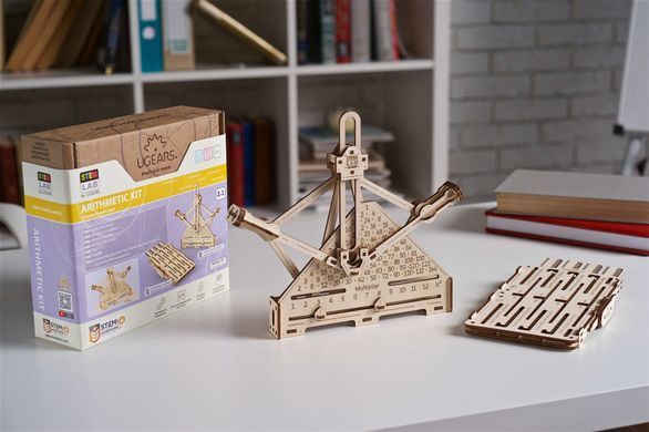 3D пазл UGEARS механический STEM-набір 2в1: додаток та помножувач 6337283 Mams family