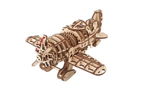 3D пазл UGEARS механический "Самолет Бешеный Шершень" 6337396 Mams family