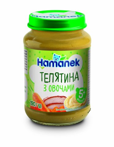 Дитяче пюре Hamanek "Телятина з овочами", без солі, від 5-ти міс, 190гр 1215874 Mams family