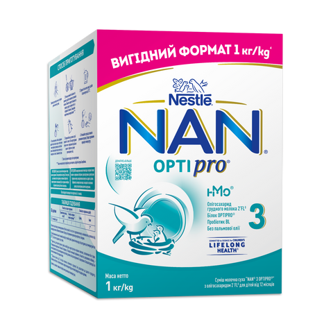 NAN 3 OPTIPRO Cуміш молочна суха з олігосахаридом 2´FL для дітей від 12 місяців, 1 кг 1000077 Mams family