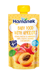Дитяче пюре Hamanek (пауч) яблуко з абрикосом, без солі, з 4-х місяців, 120 гр 1215890 Mams family