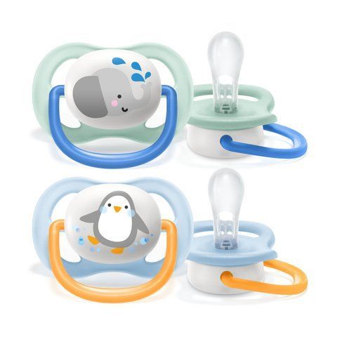 Пустушка силіконова Philips AVENT Ultra Air Animal SCF080/05 блакитна, 0-6 місяців, 2 шт 3936378 Mams family