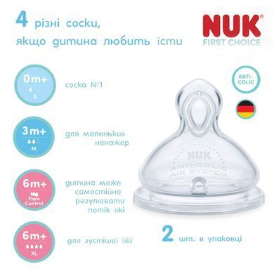 Соска силиконовая NUK First Choice Plus, отверстие Flow control, с 6 месяцев, 2 шт. 3954277 Mams family