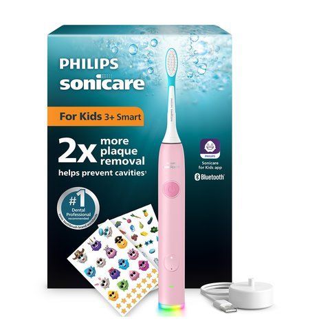 Дитяча електрична звукова зубна щітка Philips Sonicare For Kids Smart HX6600/11, рожева, 2 режими, 2 насадки, 2 комплекти наклейок, 0.5 Вт 3930694 Mams family