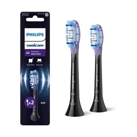 Набір насадок для звукової зубної щітки Philips HX9052/88 Sonicare, серії G3 Premium Gum Care, для покращення стану ясен, чорний, 2 шт 3930651 Mams family