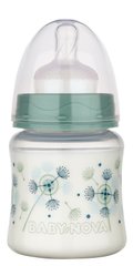 Бутылочка пластиковая Baby-Nova, широкое горлышко"Декор", 150мл Зеленая 3960173 Mams family