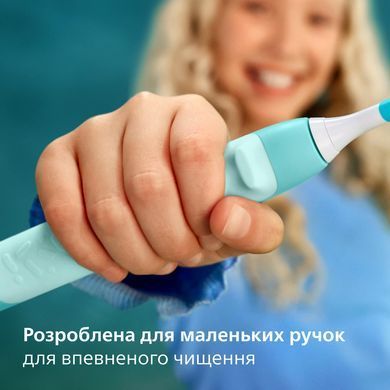 Дитяча електрична звукова зубна щітка Philips Sonicare For Kids Smart HX6600/13, бірюзова, 2 режими, 2 насадки, 2 комплекти наклейок, 0.5 Вт 3930695 Mams family