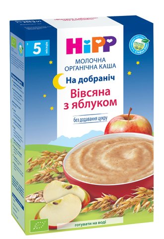 Дитяча Молочна Оргнічна каша HIPP Вівсяна з яблуком "На добранiч", без цукру, від 5-ти міс, 250 гр 1123259 Mams family