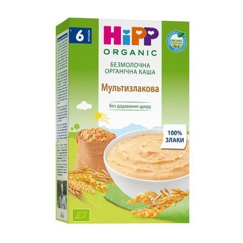 Безмолочна Органічна Дитяча каша HIPP Мультизлакова, без цукру, від 6-ти міс, 200 гр 1123261 Mams family