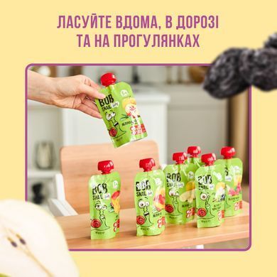 Детское пюре фруктовое Улитка Боб "Яблоко-Груша-Чернослив" для детей от 6 месяцев, 90г 1740798 Mams family