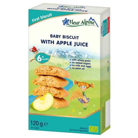 Дитяче печиво Fleur Alpine ORGANIC WITH APPLE JUICE (З ЯБЛУЧНИМ СОКОМ), з 6 місяців, 120 г 1684022 Mams family